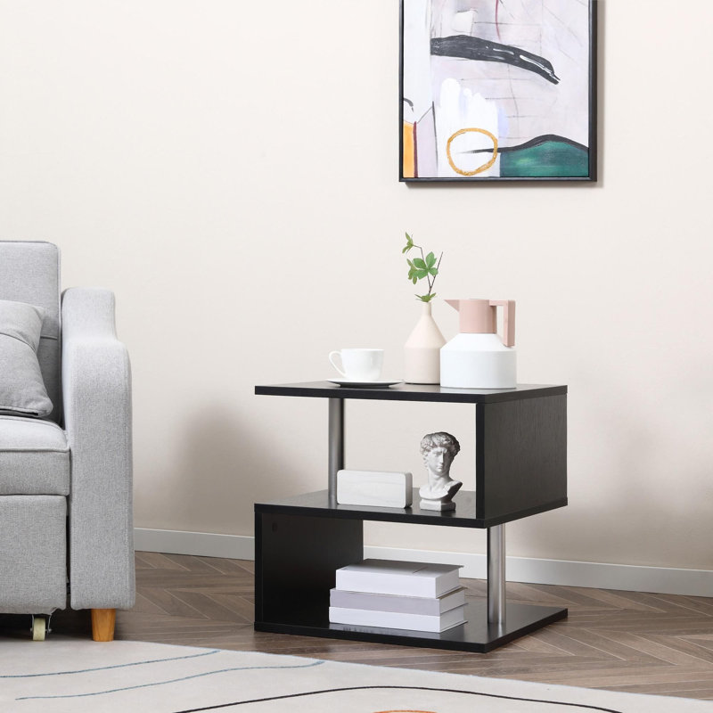 DFW Coffee Tables For Living Room Modern Coffee Table With S-Shaped 3 Tiers Open Storage Shelf Matte Center Sofa Tea Table For Home Office Furniture 19.70" Tall