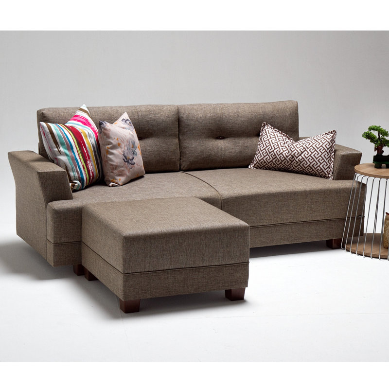 Canapé et méridienne de 81,9 po de large Grygorii, Polyester à 100 % de couleur brune