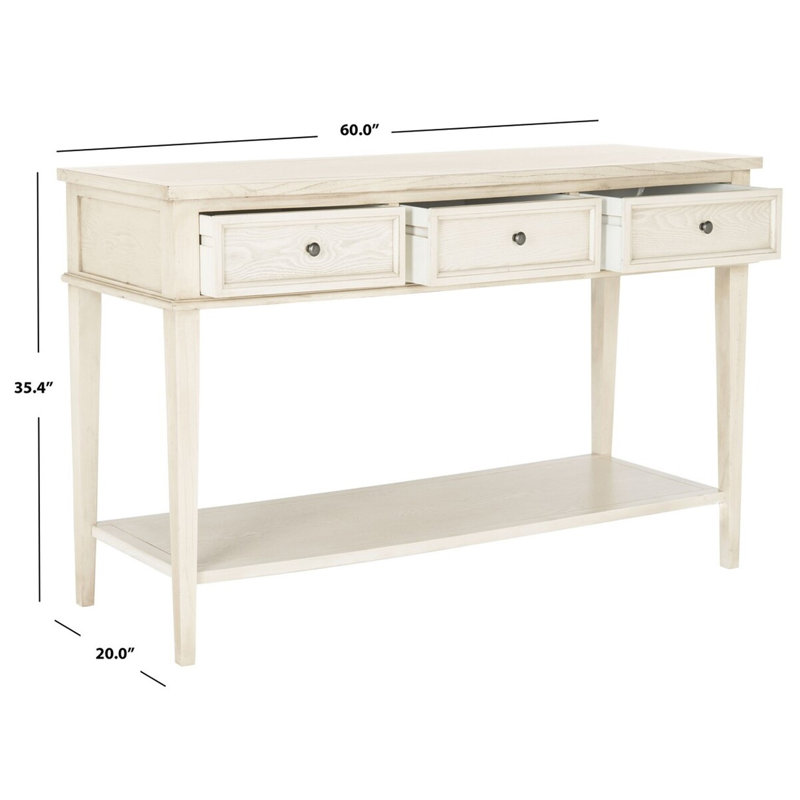 White Elm Wood Hallway Table with Storage Drawers