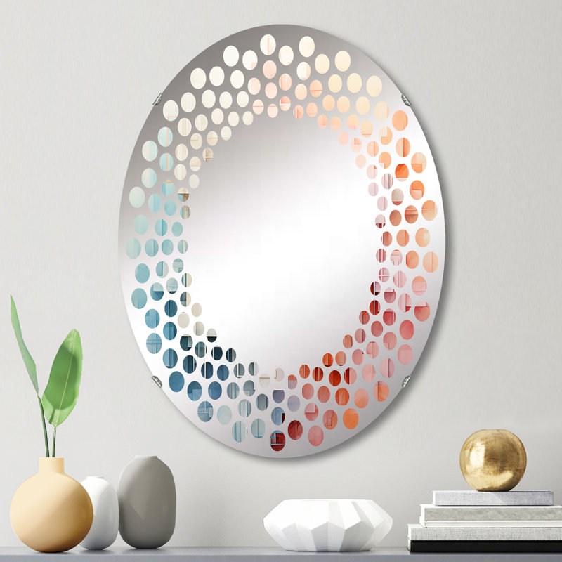 Pastel Minimalisme Towers - Miroir mural à pois | Ovale, 29,5 po x 19,6 po