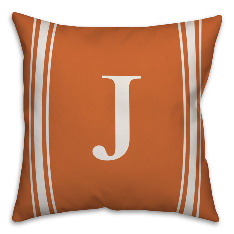 Striped Throw Pillow, J, Orange