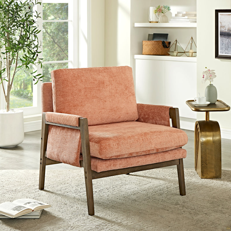 Fauteuil d'appoint moderne en velours orange, Orange