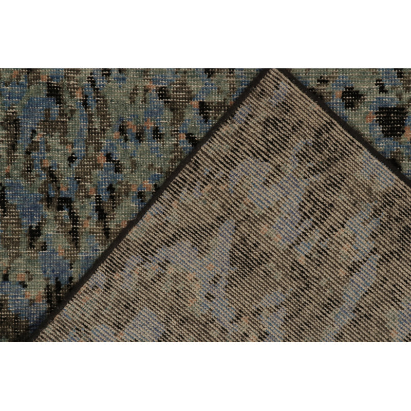 Distressed Homage Hand Knotted Wool Geometric Area Rug, Rectangle 9' x 12'