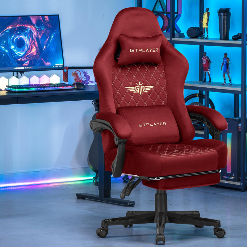 George Oliver Cateline Adjustable Swiveling PC & Racing Game Chair, Red