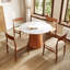 Petite table de salle à manger ronde sur pied en bois massif de 43 po pour 2 à 4 personnes - blanc gris-89205028-89205035-89205039