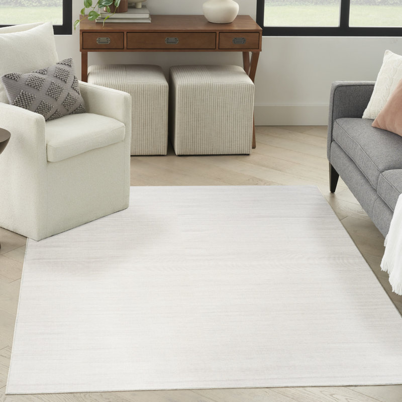 Tapis ivoire en coton lavable à la machine Ivanas, Rectangle 4 pi x 6 pi