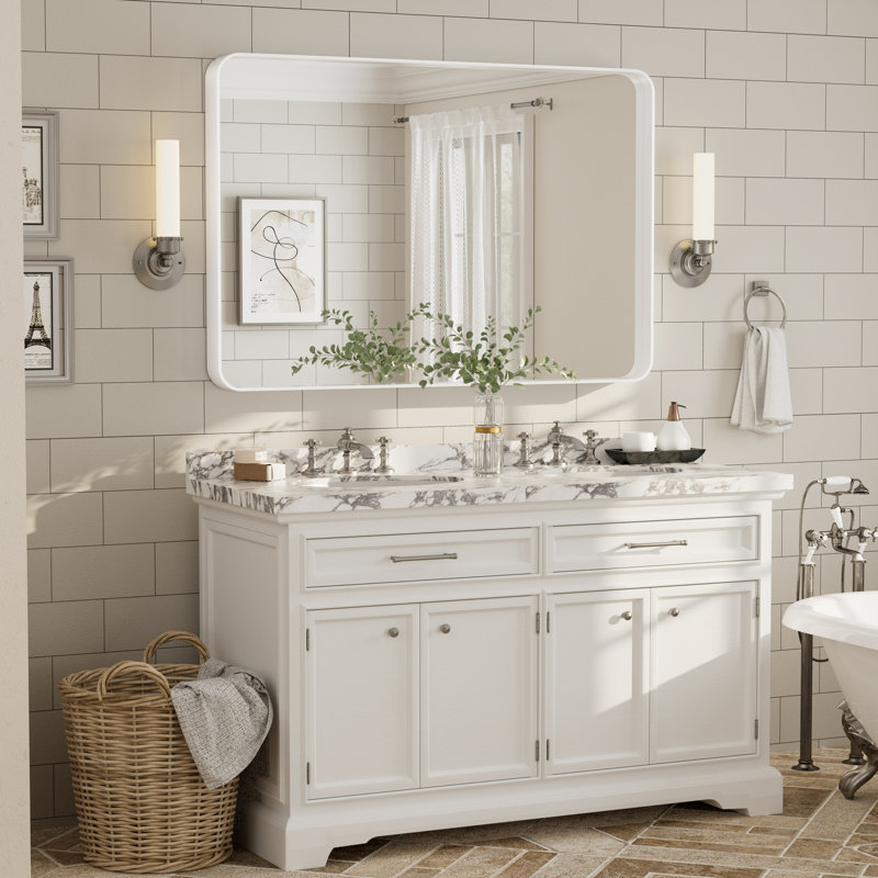Miroir mural Aevar, 48 po x 32 po, Blanc mat