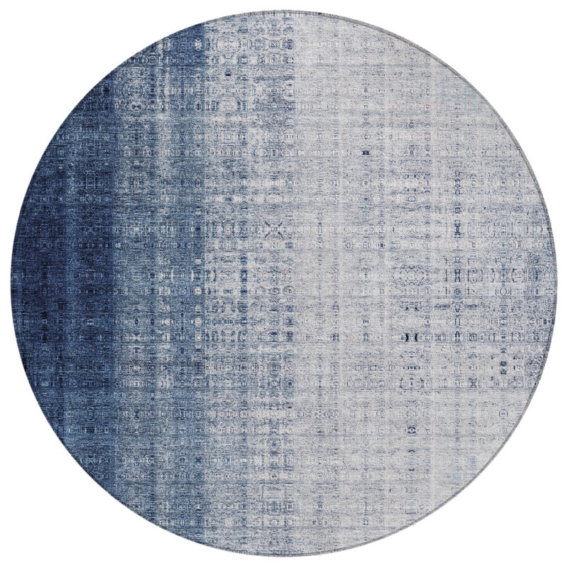 Machine Washable Indoor/Outdoor Derrick ACN2240 Stripes Rug, Round 8'