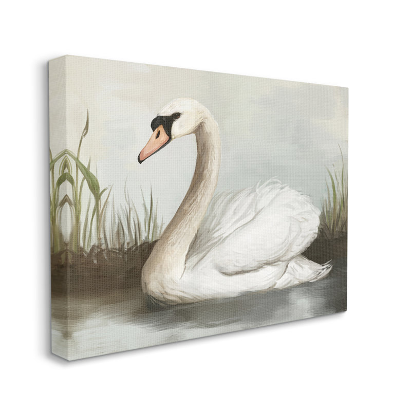 «Au-872», impression sur toile «Swan In Pond On Canvas» par Ziwei Li, H 30 po x l 40 po x P 1,5 po