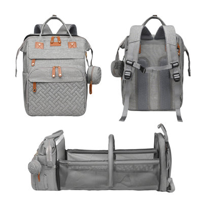 Sac à dos avec sac à langer avec table à langer, grand sac à couches, sac pour bébé, sac à couches multifonctionnel, gris