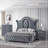 1pc Glam 3-Drawer Nightstand Velvet Tufted Drawer Front Jewelry Tray Faux Crystal Drawer Knobs