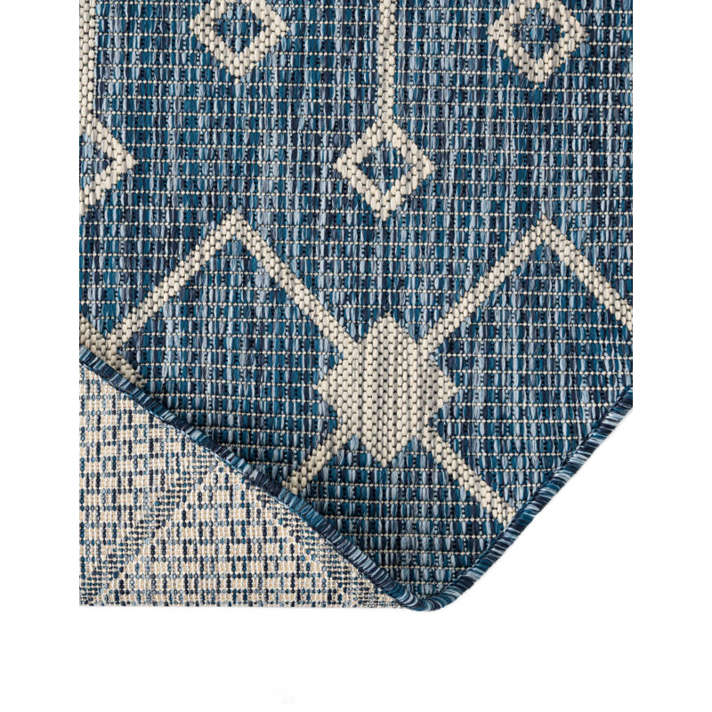 Innsbrook Southwestern Power Loom Teal Indoor/Outdoor Area Rug, Round 13'1"