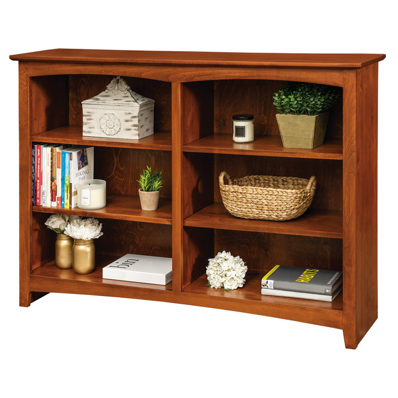 Malani Solid Wood Classic Bookcase, Antique Cherry, (3 Shelves) 36"H x 49.75"W x 12.875"D