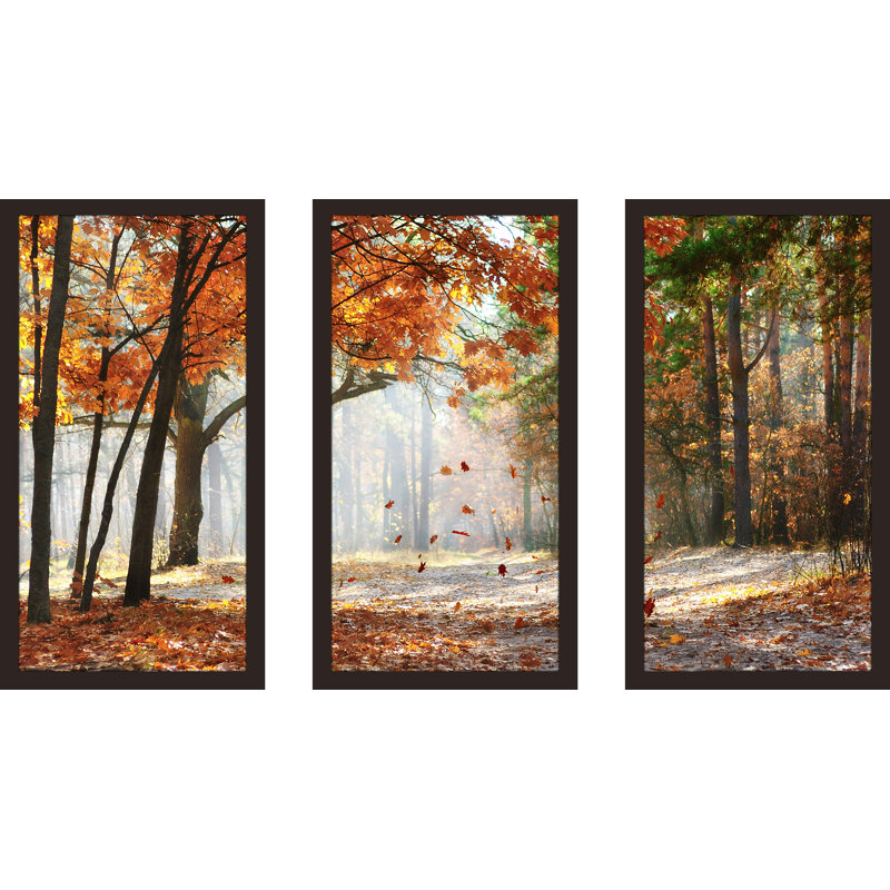 Falling Oak Leaves - Ensemble de 3 reproductions de photos sur acrylique, H 25,5 po x l 40,5 po x P 1 po