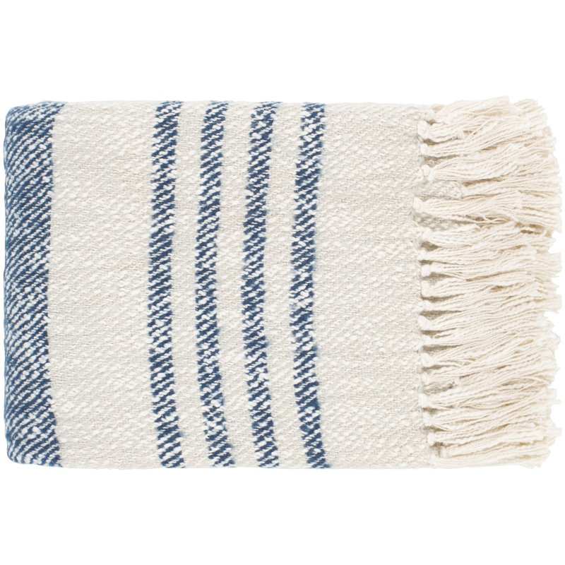 Jeté tissé à la main Sully, Bleu foncé / Crème