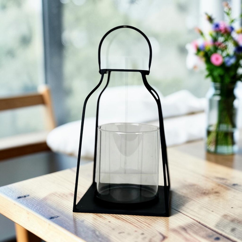 Black Metal Decorative Lantern – 25cm