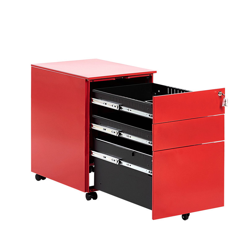 Bridgesjr 3 Drawer Filing Cabinet, Red