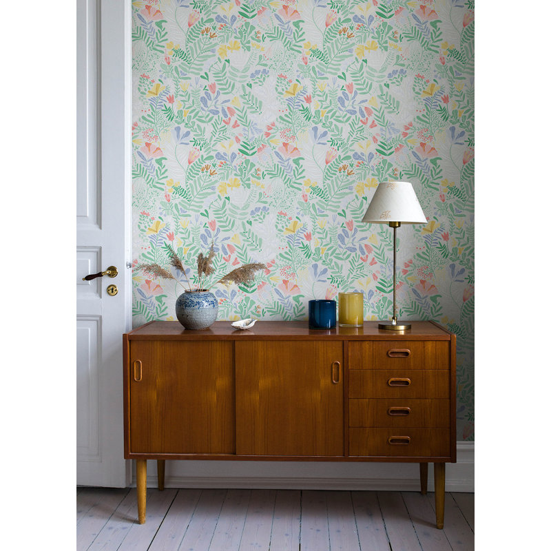 Brittsommar Wallpaper Roll, Pink/Green