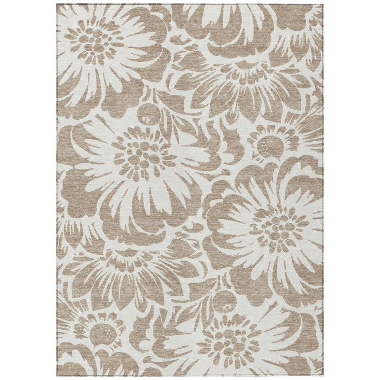 Fernville Washable Floral Indoor / Outdoor Rug