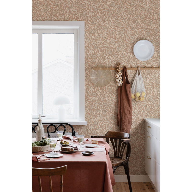 Villa Dalaro 2 Floral Wallpaper Roll, Terracotta