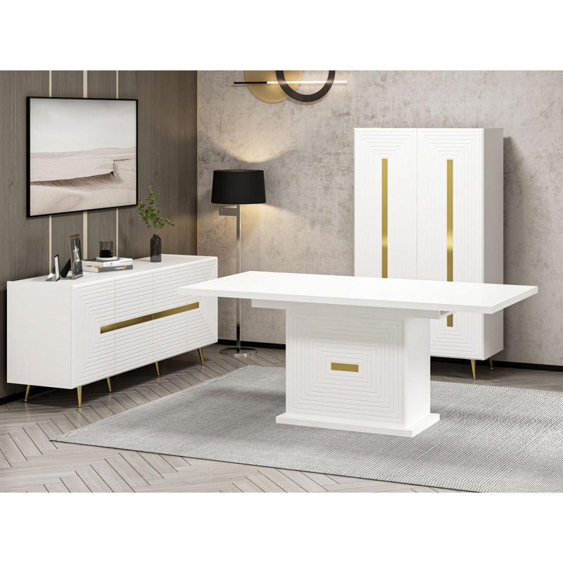 Ferro Beech Dining Table, White