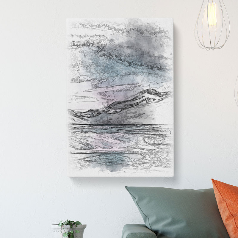 Mountain River in Italy - Wrapped Canvas Drawing - Wrapped Canvas, 60cm H x 40cm W x 3cm D