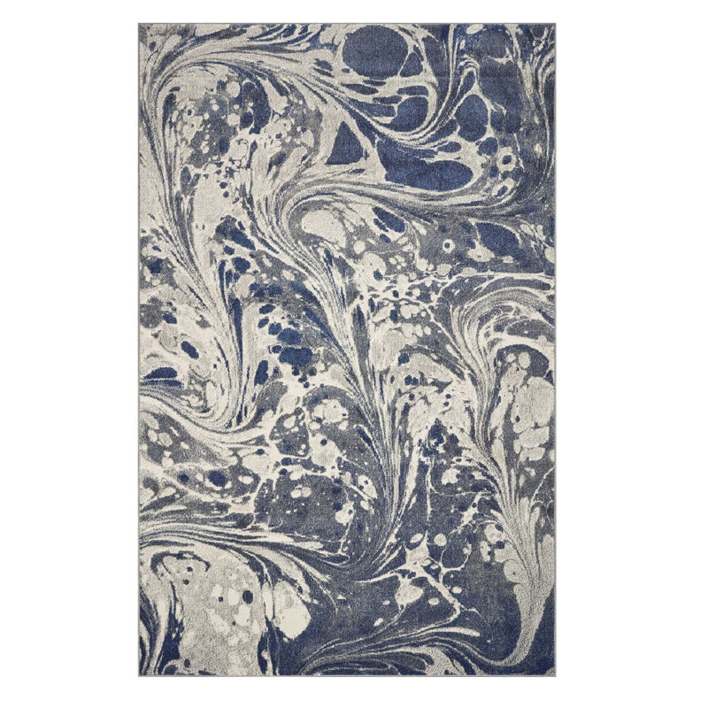 3' X 5' Blue Gray And Ivory Abstract Area Rug