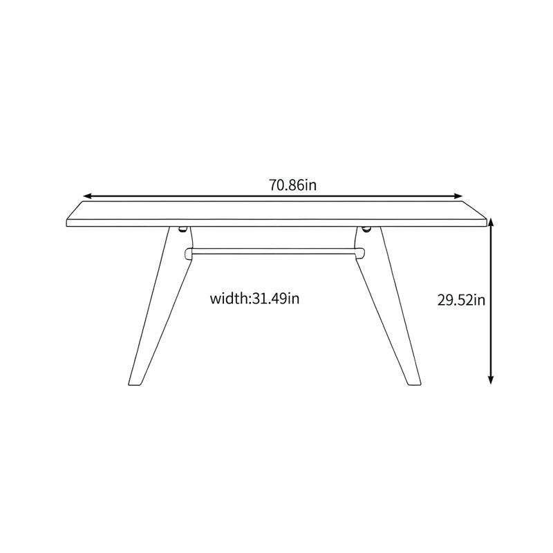 Table de salle à manger en bois massif au charme naturel, Burlywood, H 29,52 po x L 70,86 po x l 31,49 po