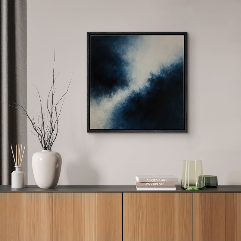 Reproduction d'art abstrait sur toile encadrée pour décoration intérieure moderne, Noir, H 24 po x l 24 po