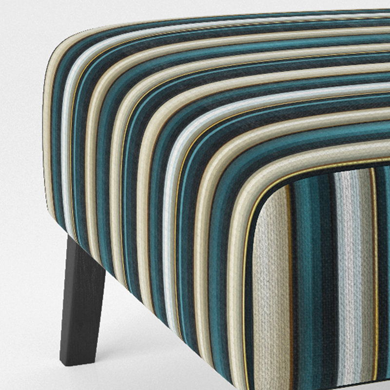 Teal And Gold Elegant Striped Pattern - Upholstered Modern Slipper Chair, Teal Accent Chair