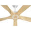  Ventilateur de plafond 60 pales à 5 pales en bois massif avec minuterie silencieuse à 6 vitesses avec télécommande, blanc et grain de bois-1337362356-1337362357