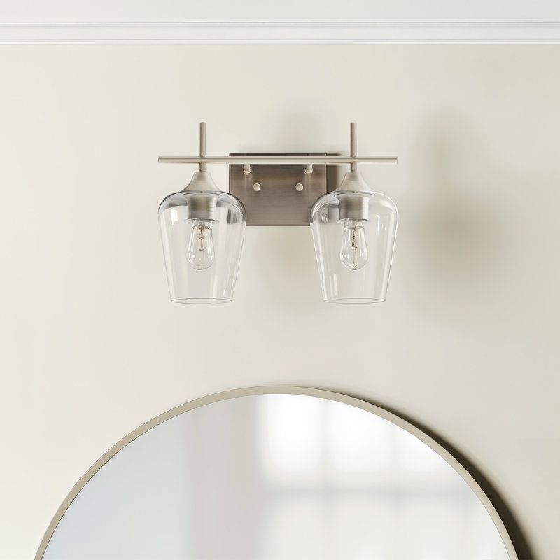 Herminie Dimmable Vanity Light, 2 Lights, Clear, Brushed Nickel