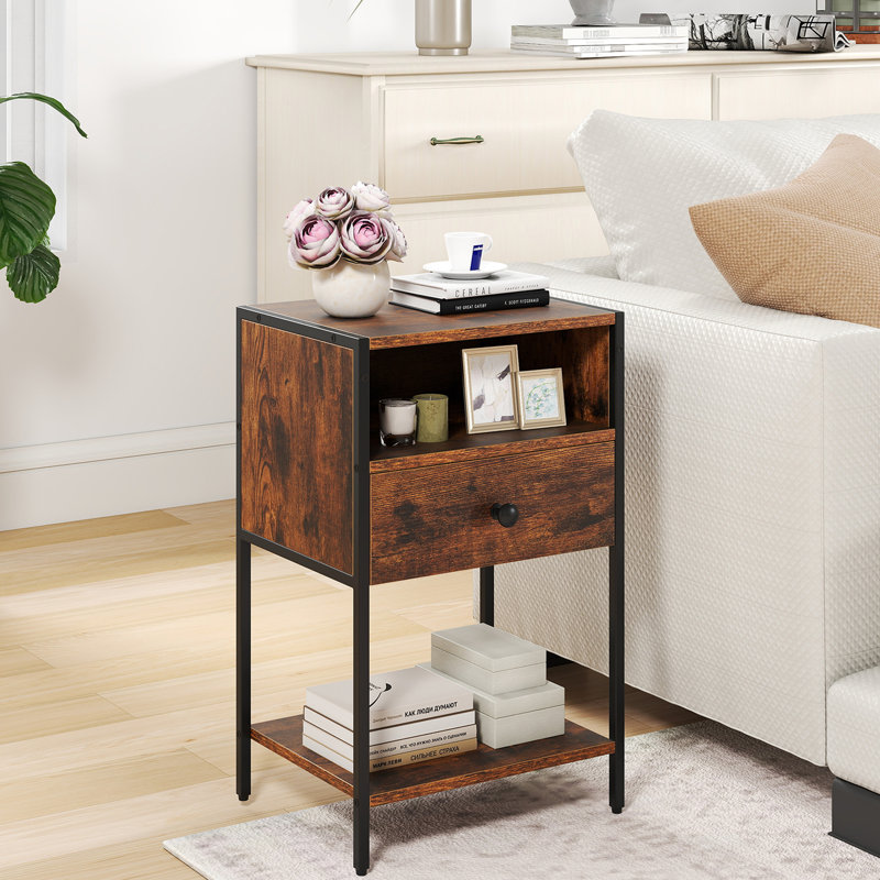 40cm W Metal Bedside Table