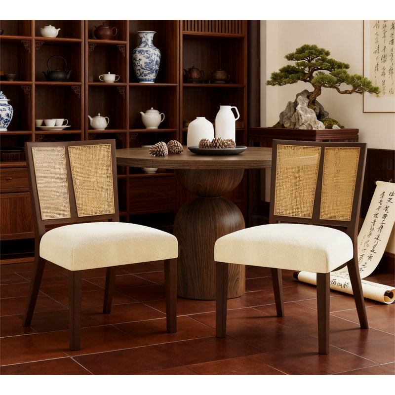 Chaise en rotin sans accoudoirs, Noyer