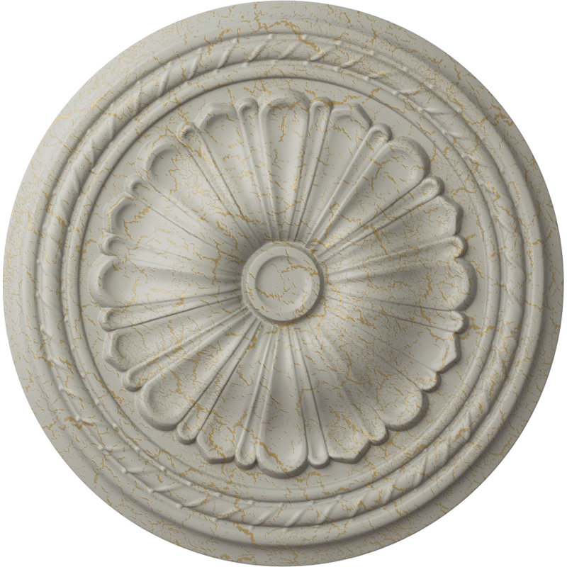 Endurathane Warsaw Ceiling Medallion, 18"OD x 3 1/2"ID x 1 3/8"P (Fits Canopies up to 3 1/2"), Hand-Painted Silver Finish