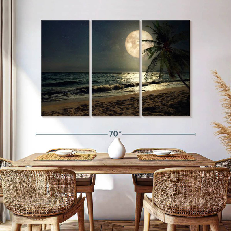 Supermoon sur une plage, H 42 po x l 65 po