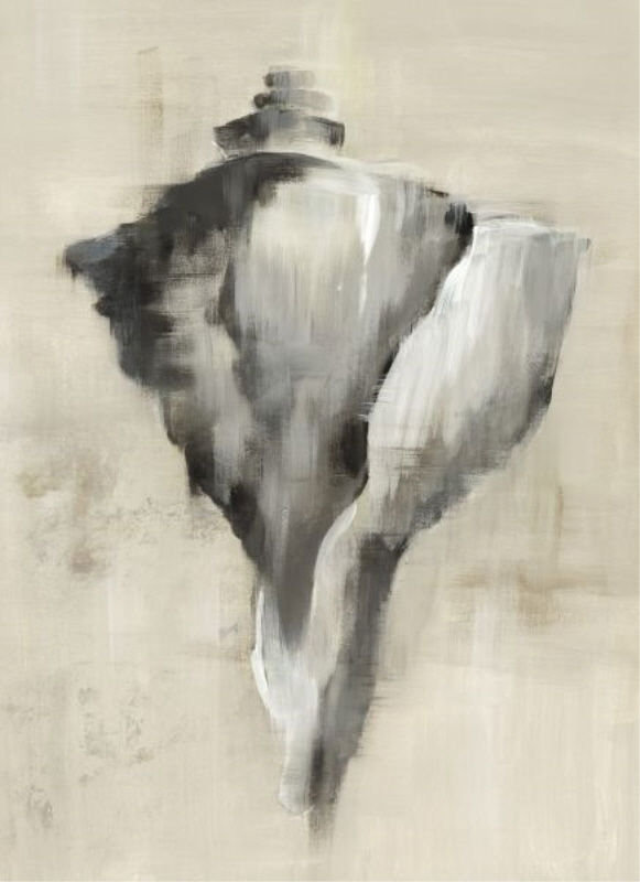 Seashells In Neutral III Painting by Guseul Park, 33" H x 24" W x 1.5" D, Outdoor