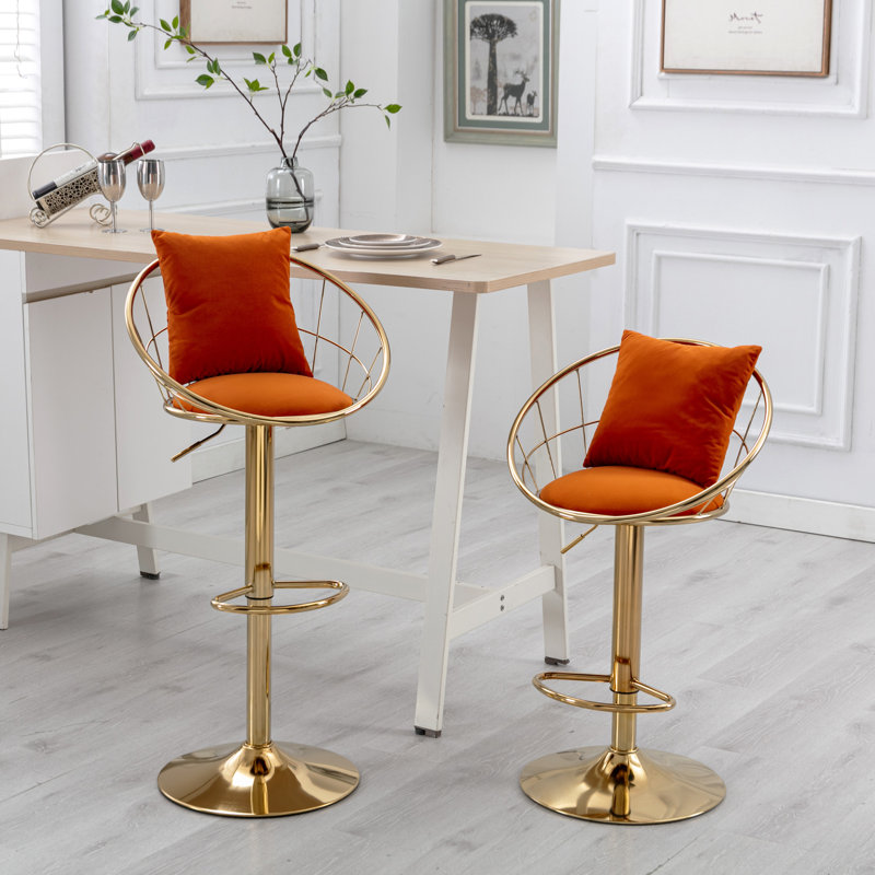 Tabourets de bar à hauteur ajustable en velours (ensemble de 2), Noir, noir, noir, noir