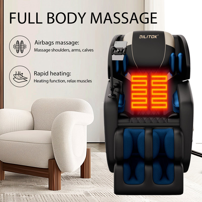 Fauteuil de massage inclinable sans gravité avec pression d'air corporelle complète