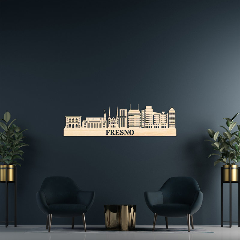 Handmade Cities & Countries Wall Decor on Solid Wood, Natural, 14" H x 46" W x 0.25" D