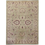 Hand-Knotted High-Quality Ivory and Rust Area Rug