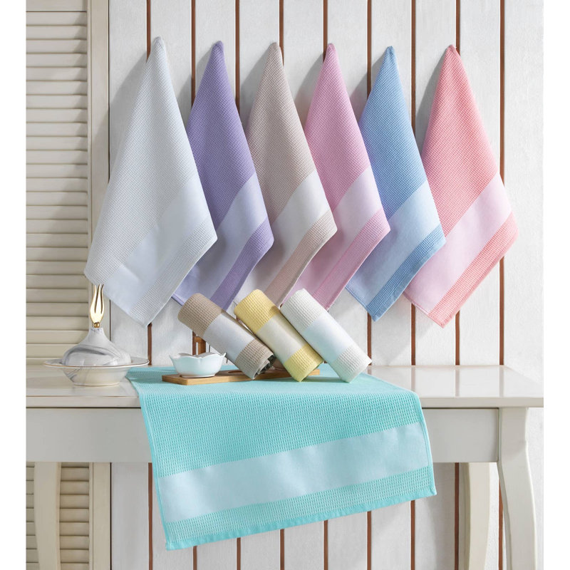 Kafthan Solid - Turkish Cotton Multicolor Soft Cleaning Waffle Weave Kitchen Towels Set - 18”