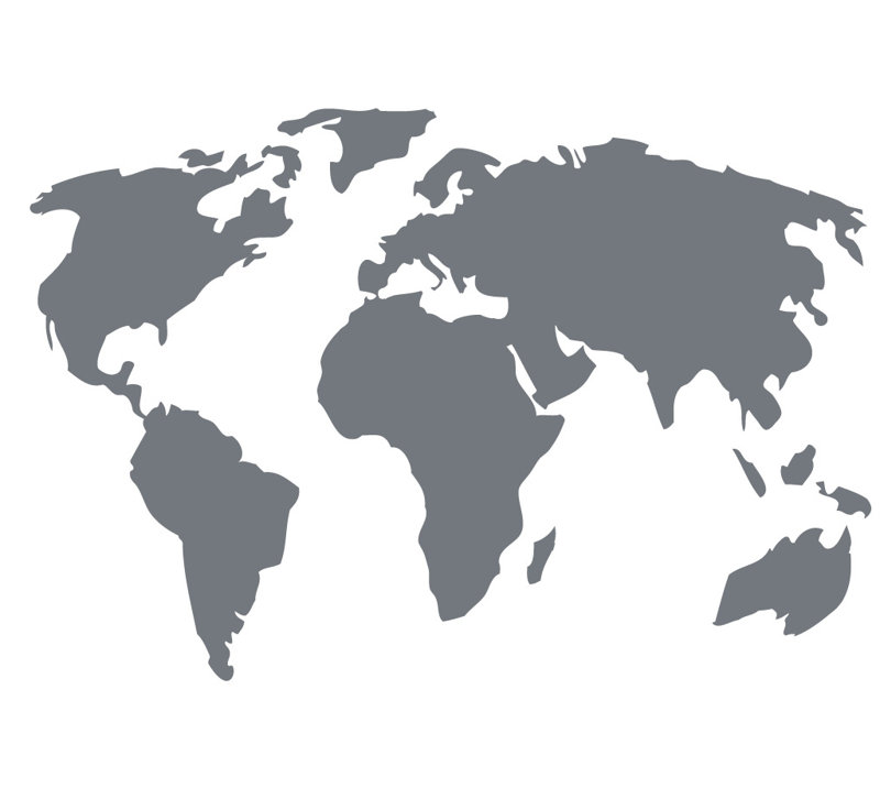 Décalcomanie murale carte du monde, H 22 po x l 32 po x P 0,01 po, Gris orage