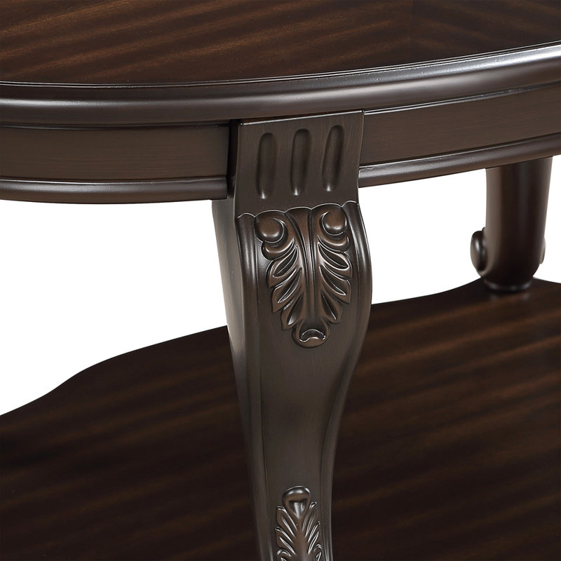 22'' Two Tone Round End Table,Solid Wood Sofa Side Table With Shelf,Living Room Corner Table Easy Assemble