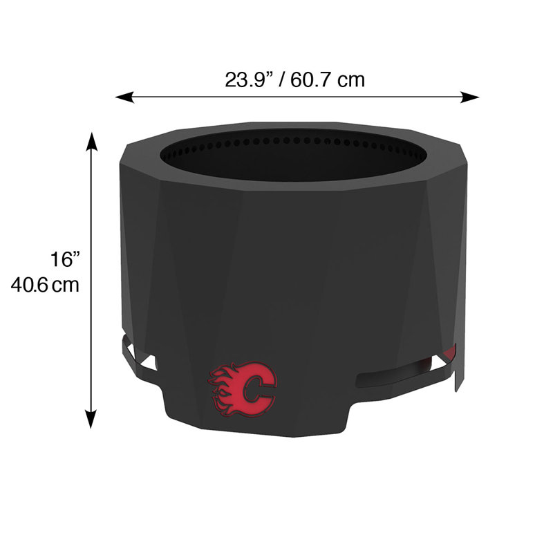 Round Steel Wood Burning Smokeless Fire Pit, Calgary Flames