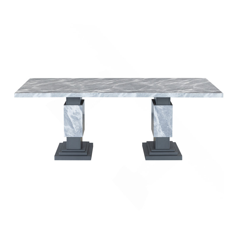 Table de salle à manger grise, Gris / Noir, Mdf