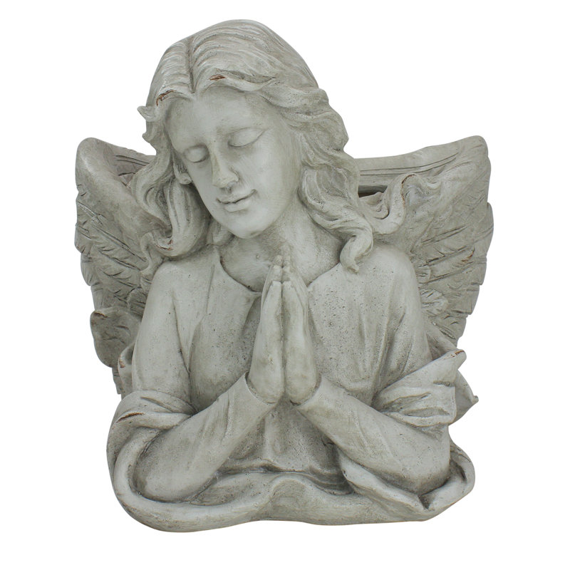 ensemble de statue de jardin buste d’extérieur en prière grise à 6 po