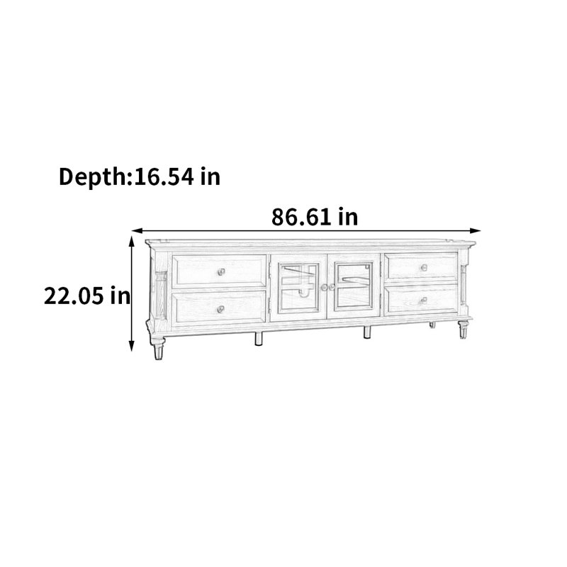 Meuble télé moderne et simple avec rangement, H 22,05 po x L 86,61 po x l 16,54 po
