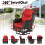 Ensemble de conversation en rotin pour 2 personnes avec 2 repose-pieds, 2 fauteuils pivotants et coussins rouges Adcox-20993379