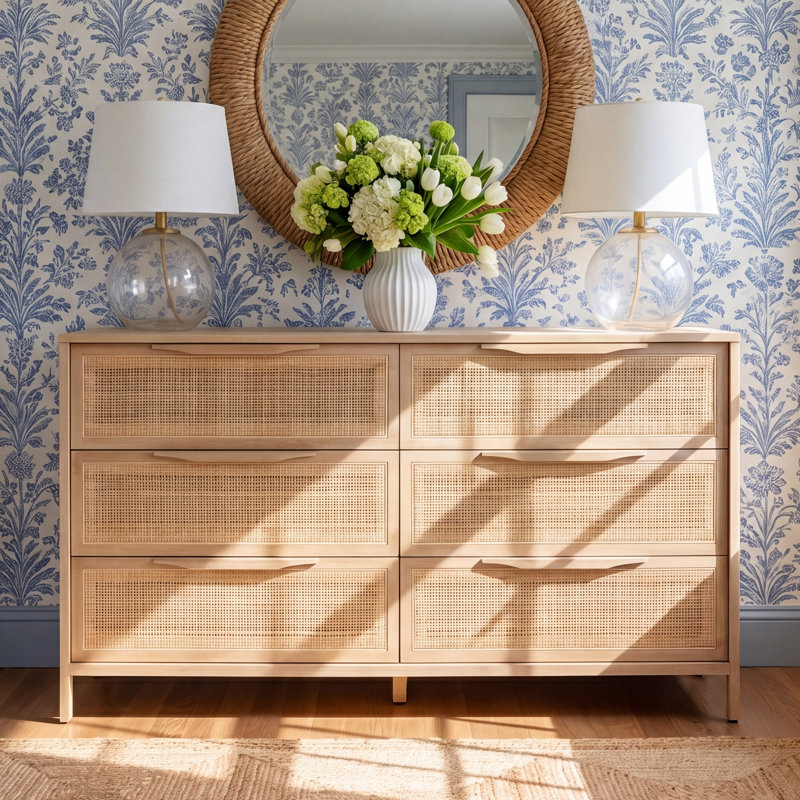 Commode 6 tiroirs Nellie, Beige